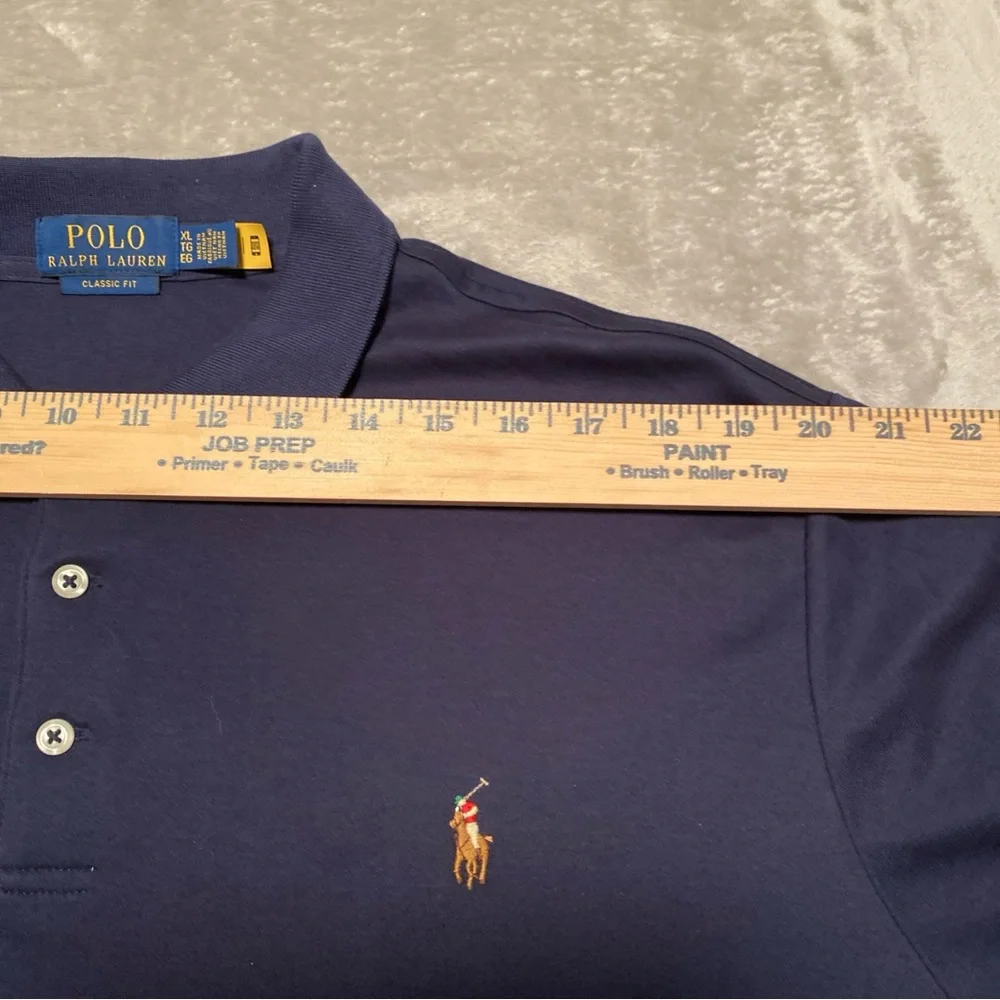Ralph Lauren Men's Deep Blue Polo Shirt Pima Cotton‎ Feel